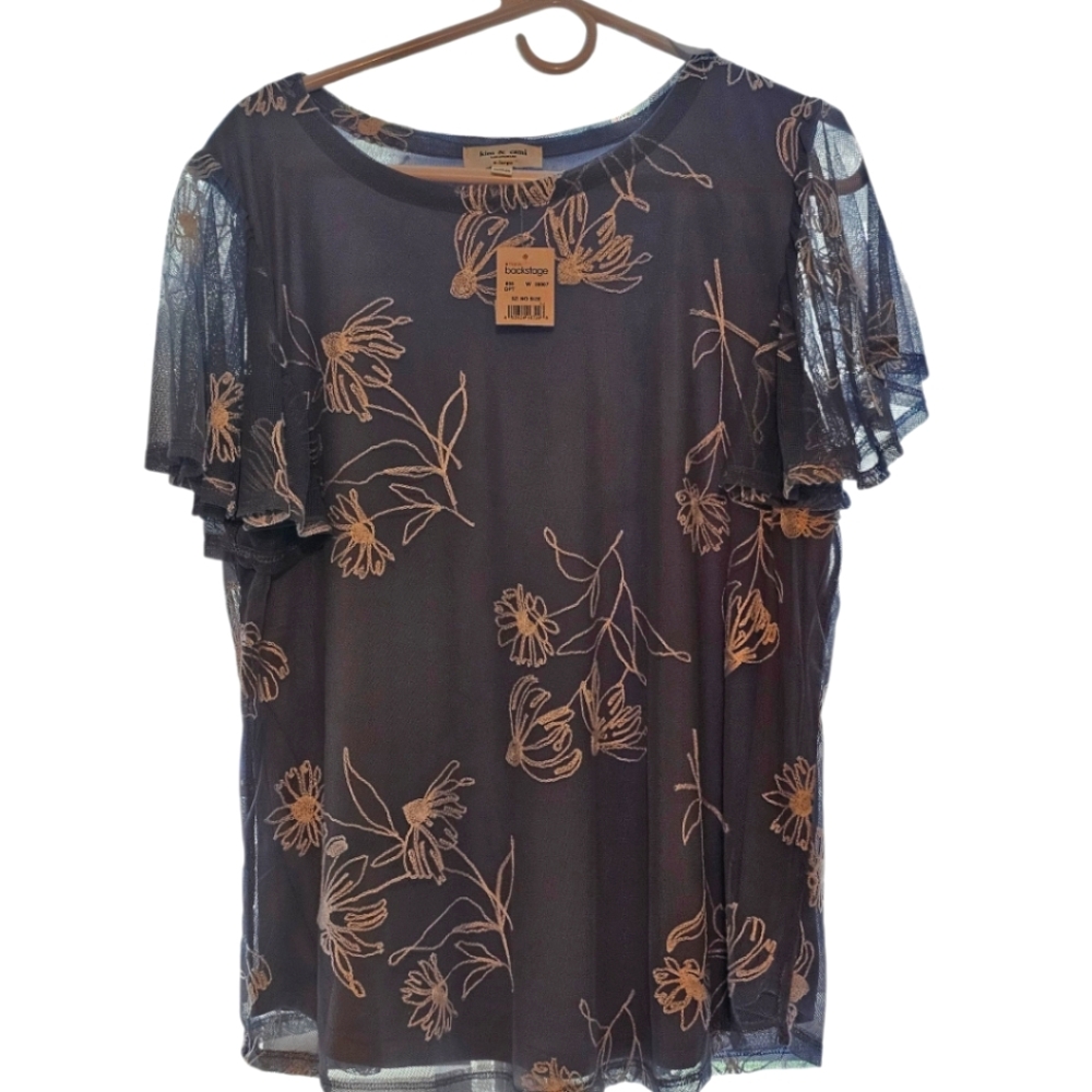 Knox Rose Blue White Floral Blouse